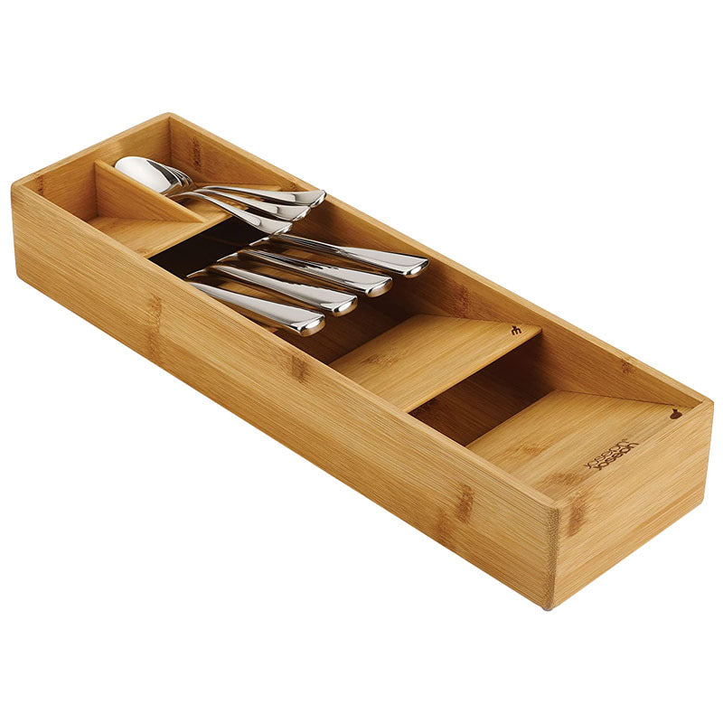 Expandable Bamboo Cutlery Organizer – Kitchen Drawer Grid Storage Box for Forks, Knives & Utensils