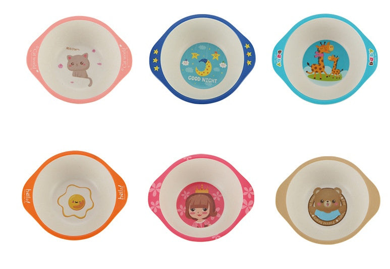 Natural Bamboo Fiber Kids Bowls – Cartoon Animal Eco-Friendly Baby & Toddler Feeding Se