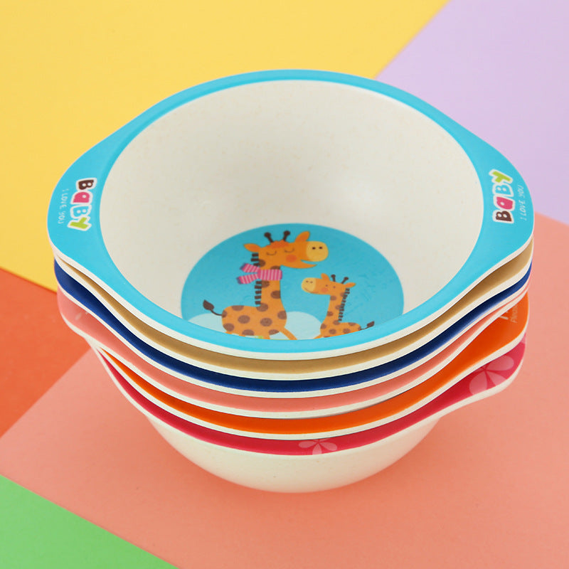 Natural Bamboo Fiber Kids Bowls – Cartoon Animal Eco-Friendly Baby & Toddler Feeding Se