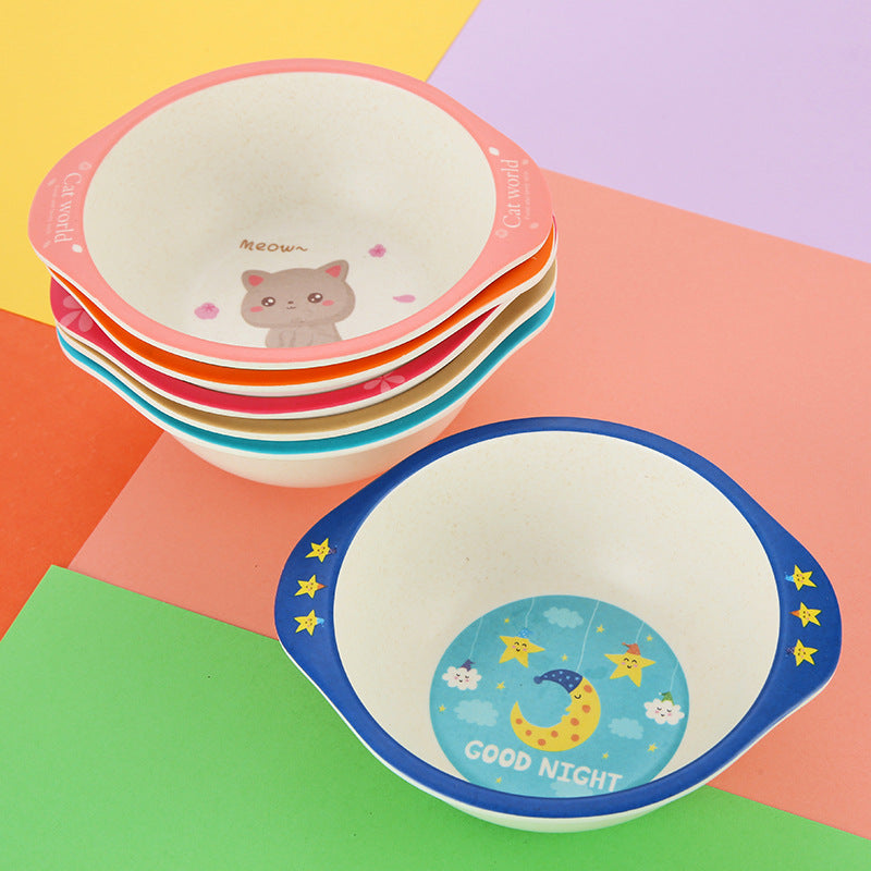 Natural Bamboo Fiber Kids Bowls – Cartoon Animal Eco-Friendly Baby & Toddler Feeding Se