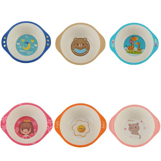 Natural Bamboo Fiber Kids Bowls – Cartoon Animal Eco-Friendly Baby & Toddler Feeding Se