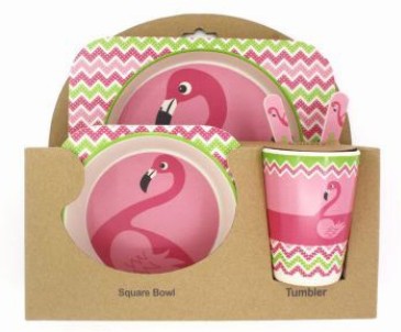 5-Piece Natural Bamboo Fiber Kids Tableware Set – Eco-Friendly Baby & Toddler Feeding Set