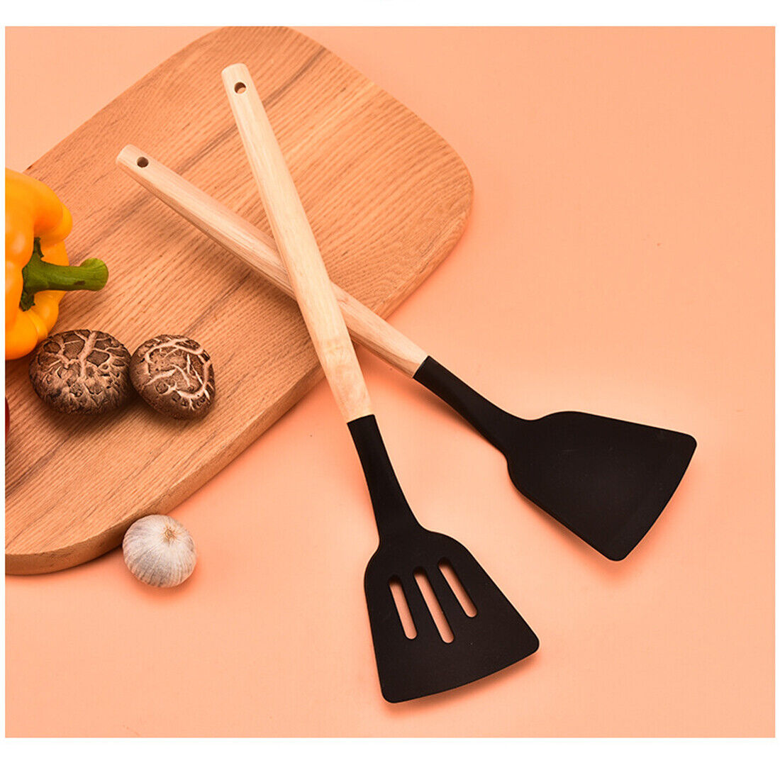 12-Piece Eco-Friendly Bamboo Kitchen Utensils Set – Silicone & Bamboo Cooking Tools